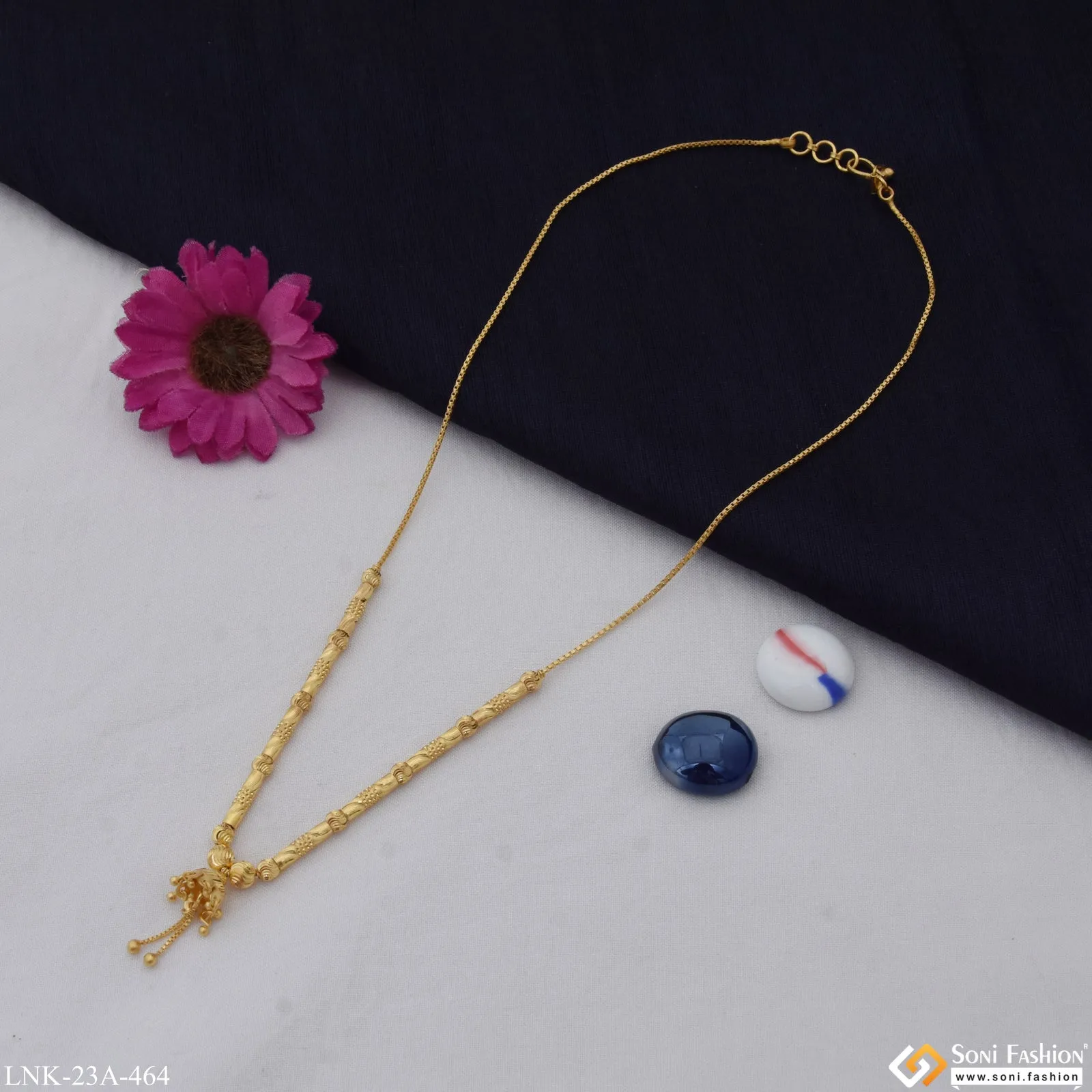 1 Gram Gold Plated Fancy Design Finely Detailed Necklace for Ladies - Style A464