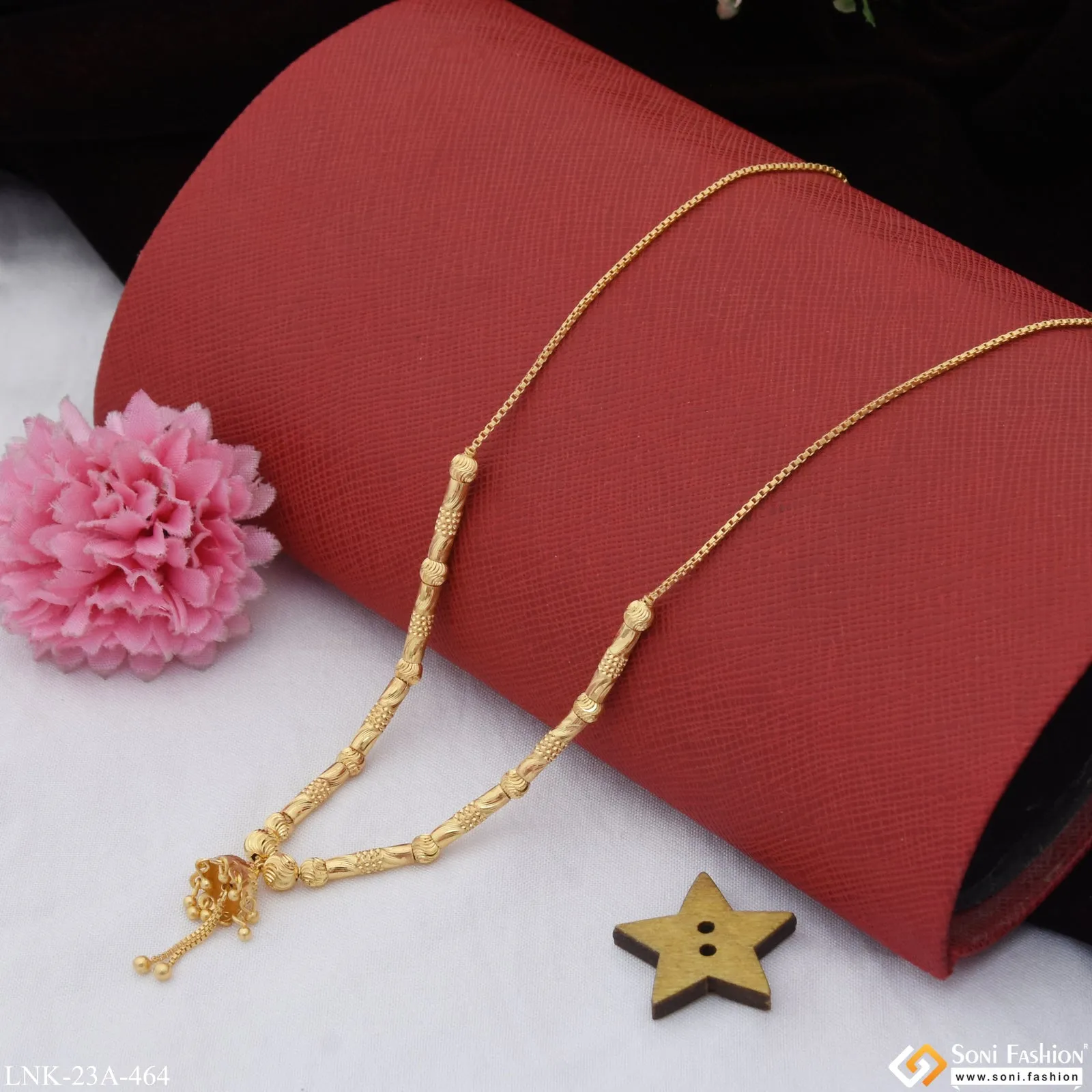 1 Gram Gold Plated Fancy Design Finely Detailed Necklace for Ladies - Style A464