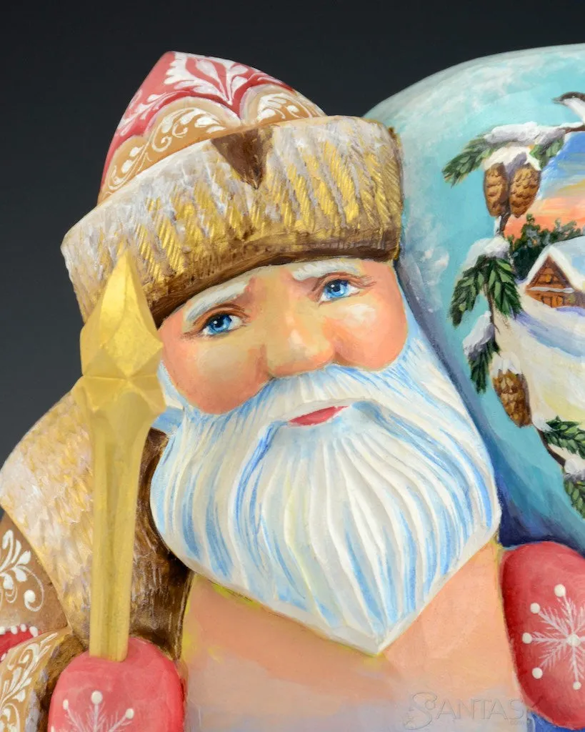10 inch Russian Santa with Oil painted Scenes