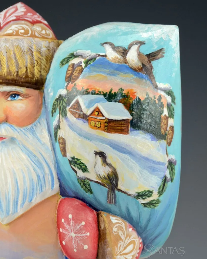 10 inch Russian Santa with Oil painted Scenes