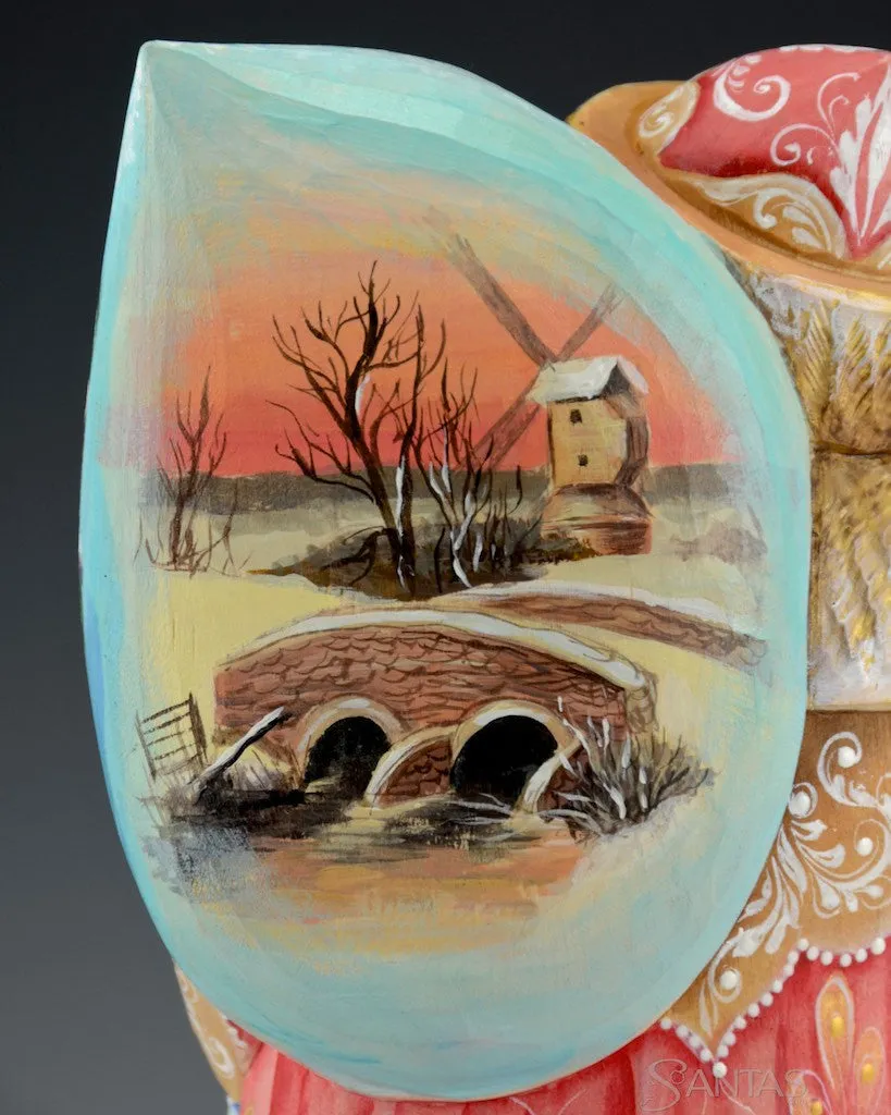 10 inch Russian Santa with Oil painted Scenes