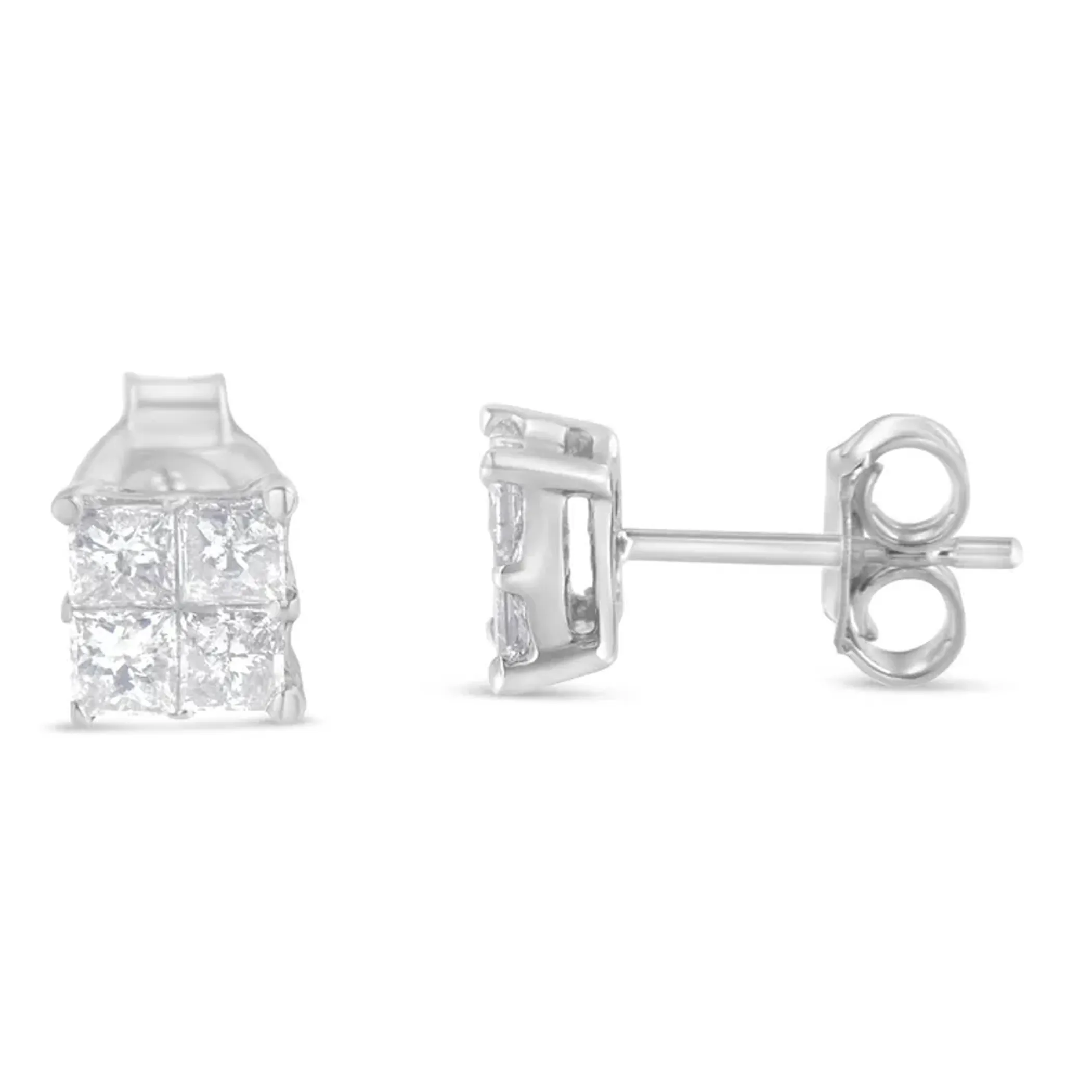 10K White Gold Diamond Stud Earrings (3/4 cttw, H-I Color, SI2-I1 Clarity)