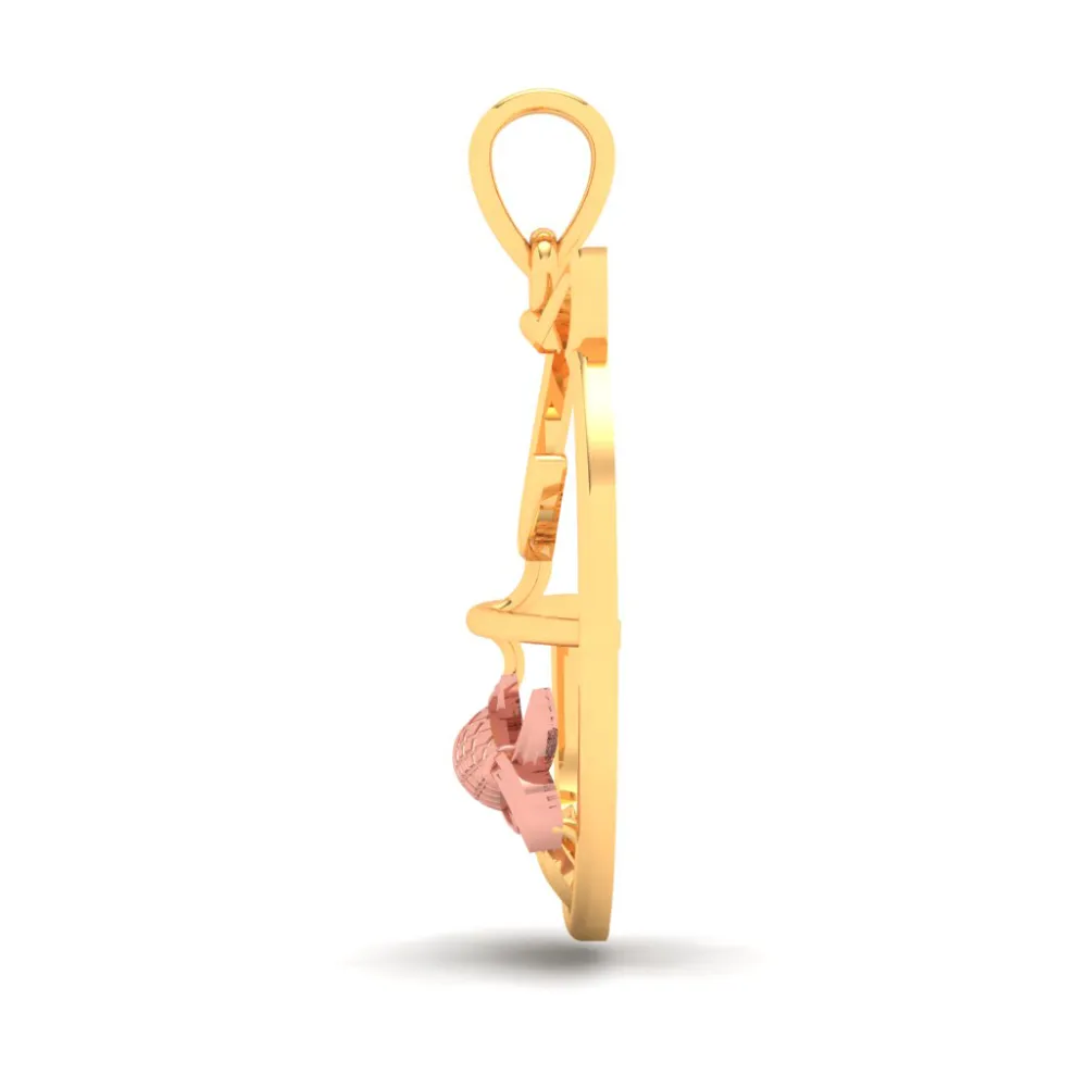 14k Cat Shaped Fish Bowl Gold Pendant With A Touch Of Yellow Gold From Amazea Collection