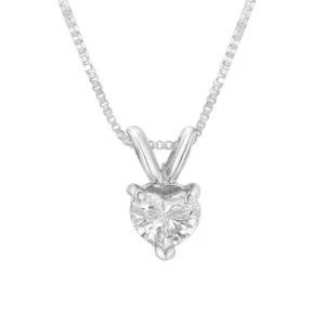 14K White Gold 3-Prong Set Heart Shaped Solitaire Diamond 18" Pendant Necklace (H-I Color, VS2-SI1 Clarity) - Choice of Carat Weight (3300) - Pack Of: 1