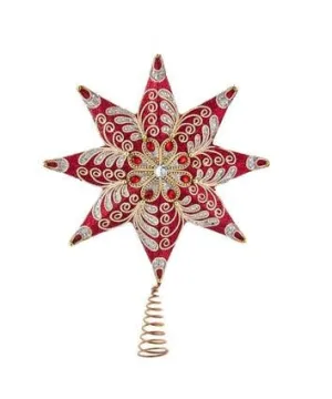 16" Un-Lit Regal Red and Platinum Star Treetop