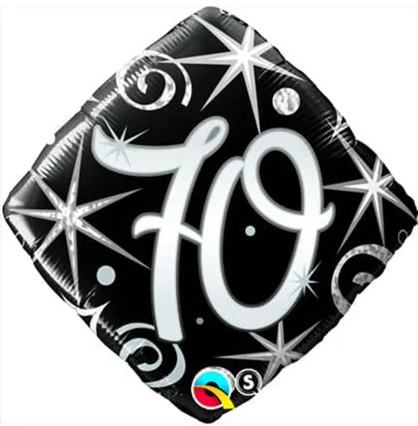 18" 70th Elegant Sparkles & Swirls Foil Balloon