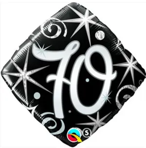 18" 70th Elegant Sparkles & Swirls Foil Balloon
