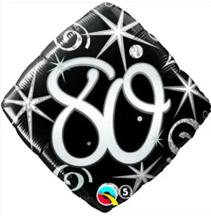 18" 80th Elegant Sparkles & Swirls Foil Balloon