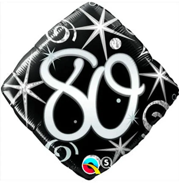 18" 80th Elegant Sparkles & Swirls Foil Balloon