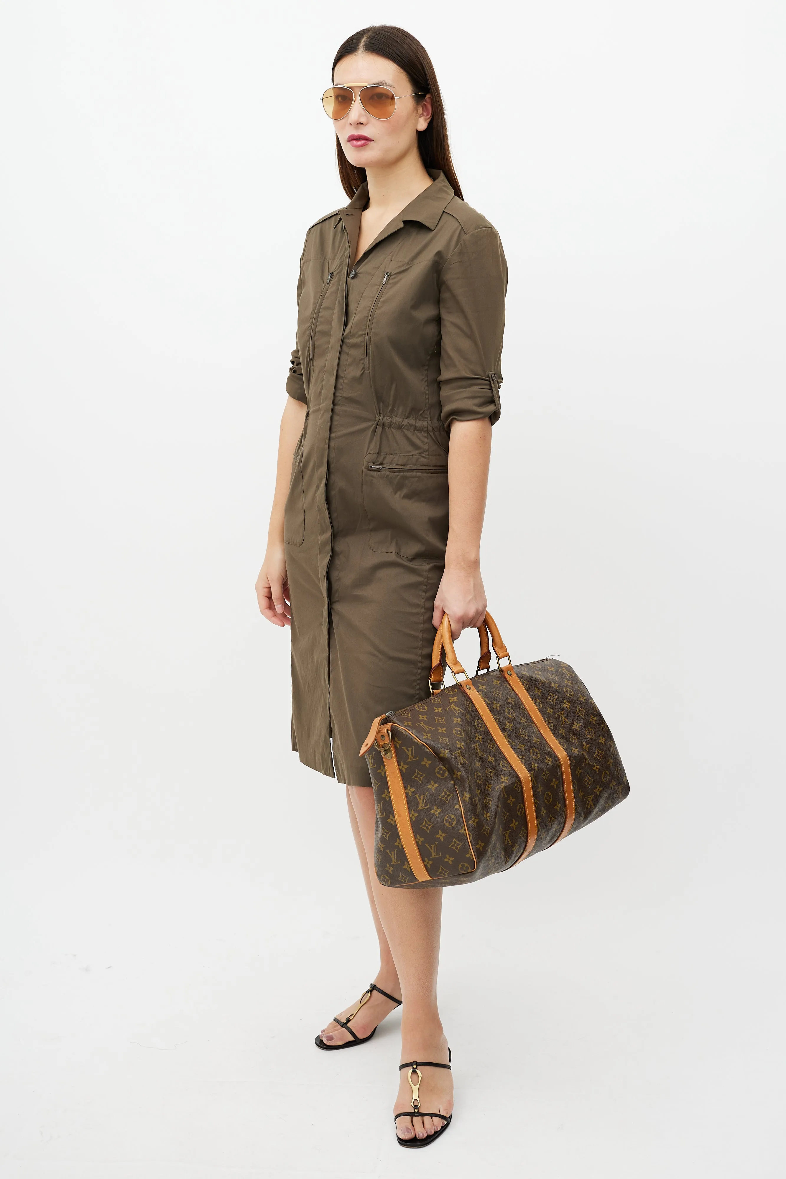 1980s Brown Monogram Keepall Bandoulière 45 Duffle