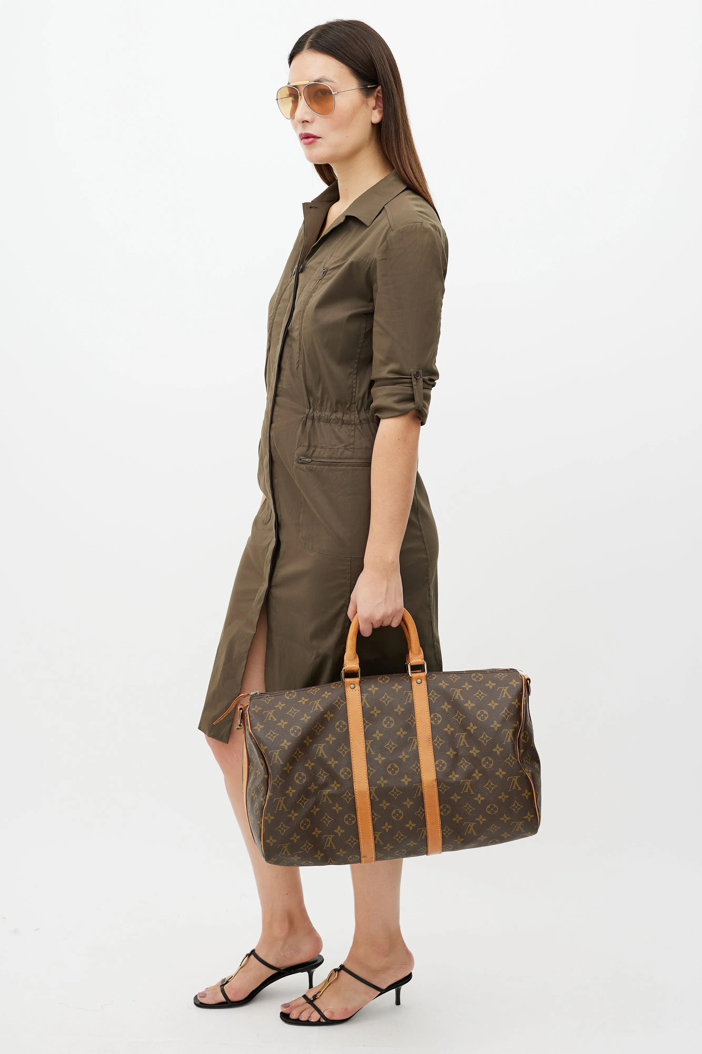 1980s Brown Monogram Keepall Bandoulière 45 Duffle