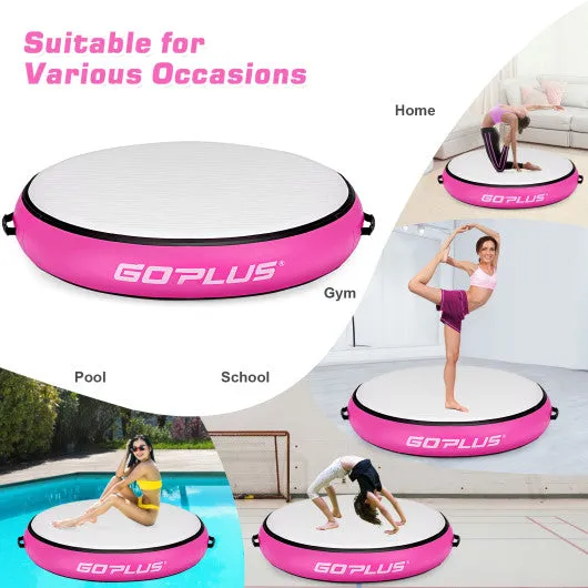 40 Inch Inflatable Round Gymnastic Mat with Electric Pump-Pink