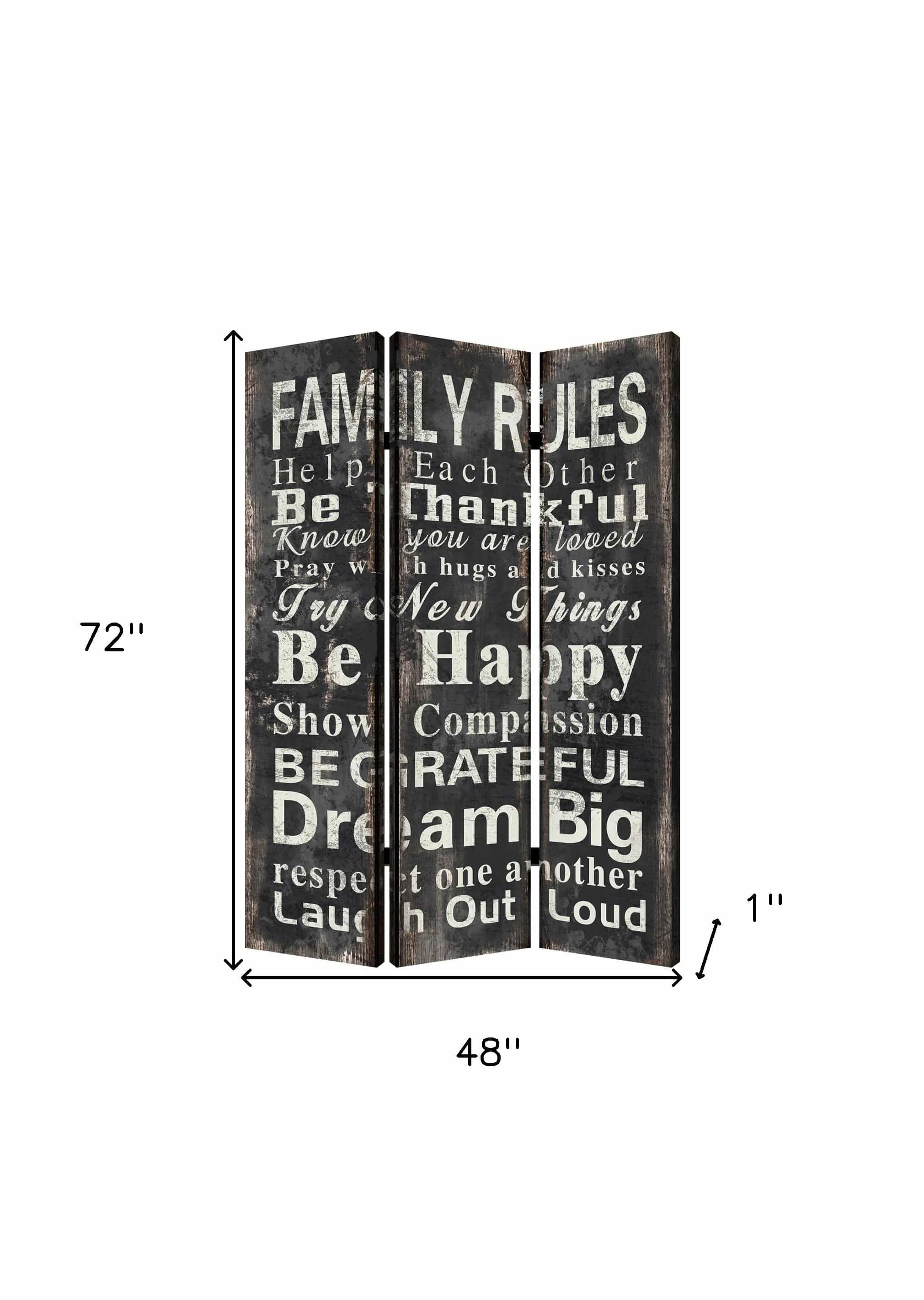 48 X 72 Multi Color Wood Canvas Family Rule  Screen
