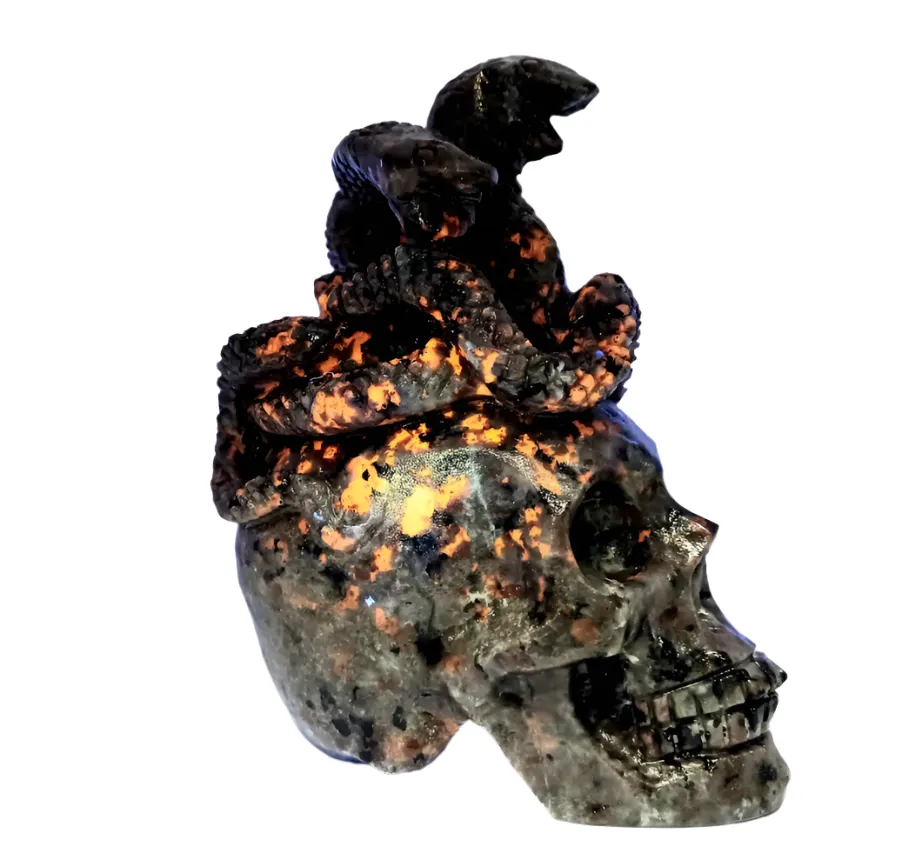 865G Yooperlite Crystal Skull with Snakes