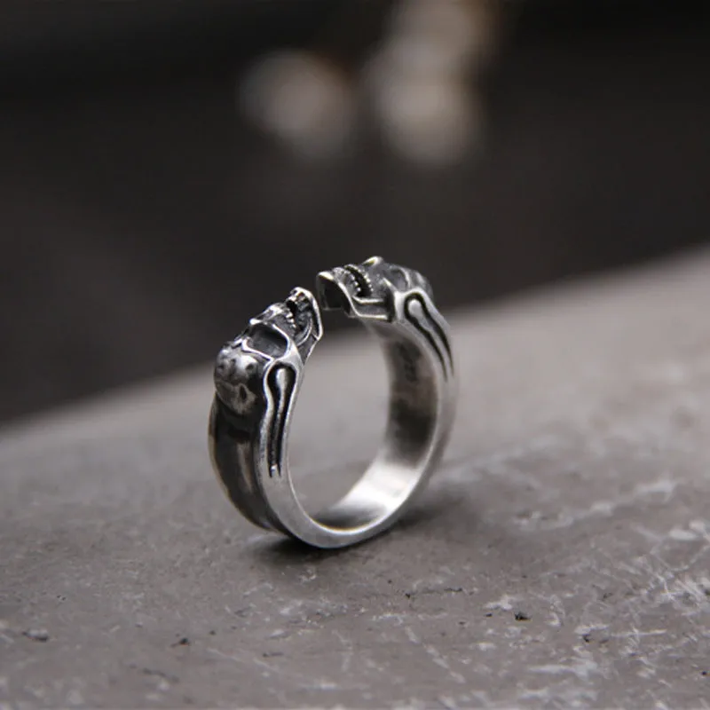925 Thai Silver Carved Skull Ring