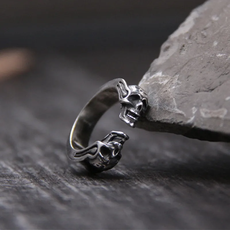 925 Thai Silver Carved Skull Ring