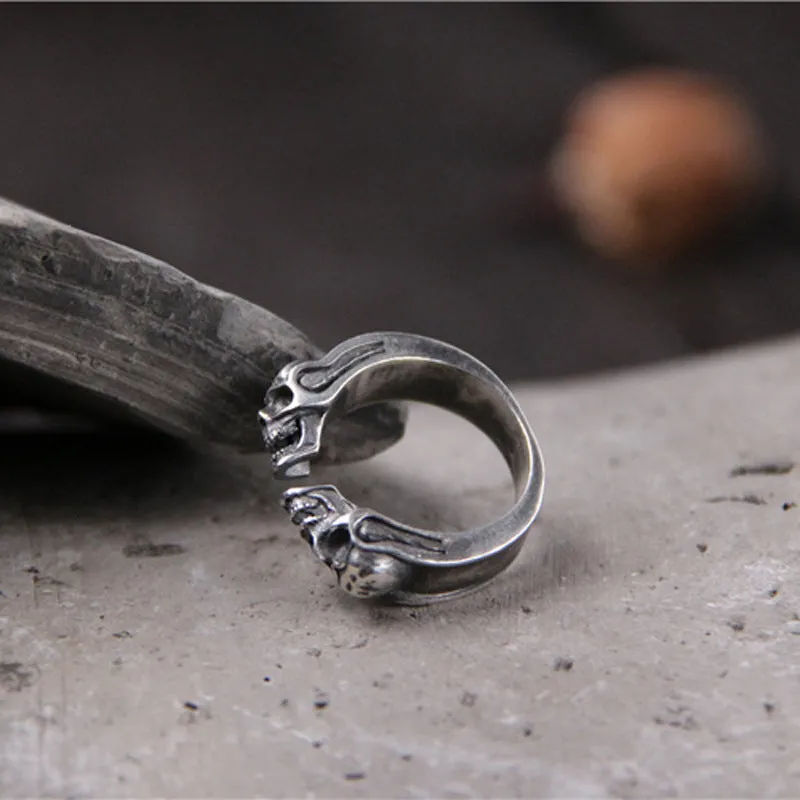 925 Thai Silver Carved Skull Ring