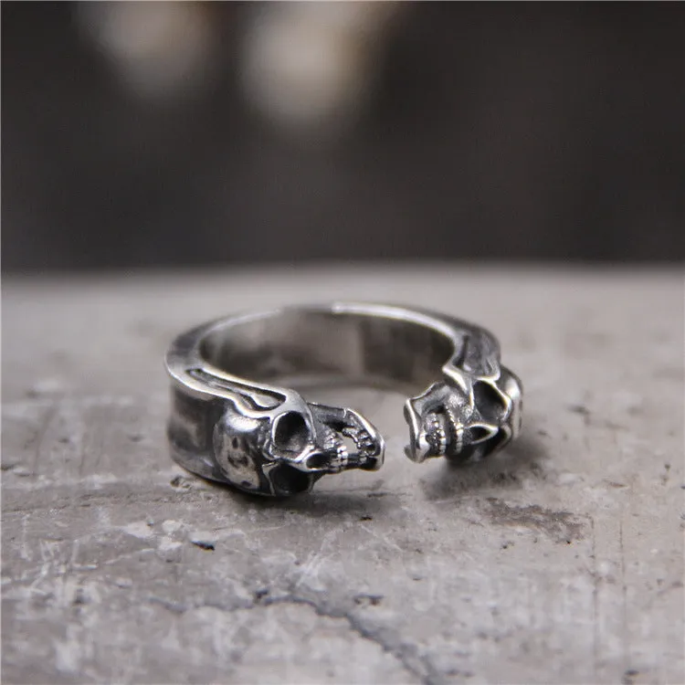 925 Thai Silver Carved Skull Ring