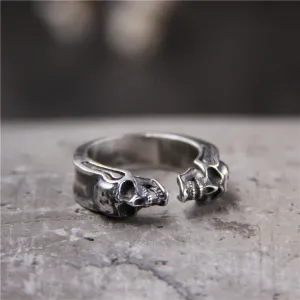 925 Thai Silver Carved Skull Ring