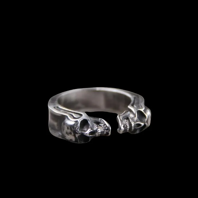 925 Thai Silver Carved Skull Ring