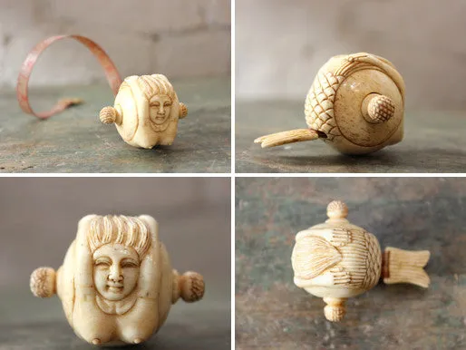 A Fine Early 20thC Carved Bone Novelty Tape Measure in the Form of a Mermaid