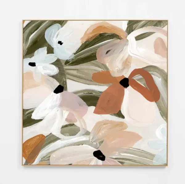 Abstract Daisies Khaki Canvas