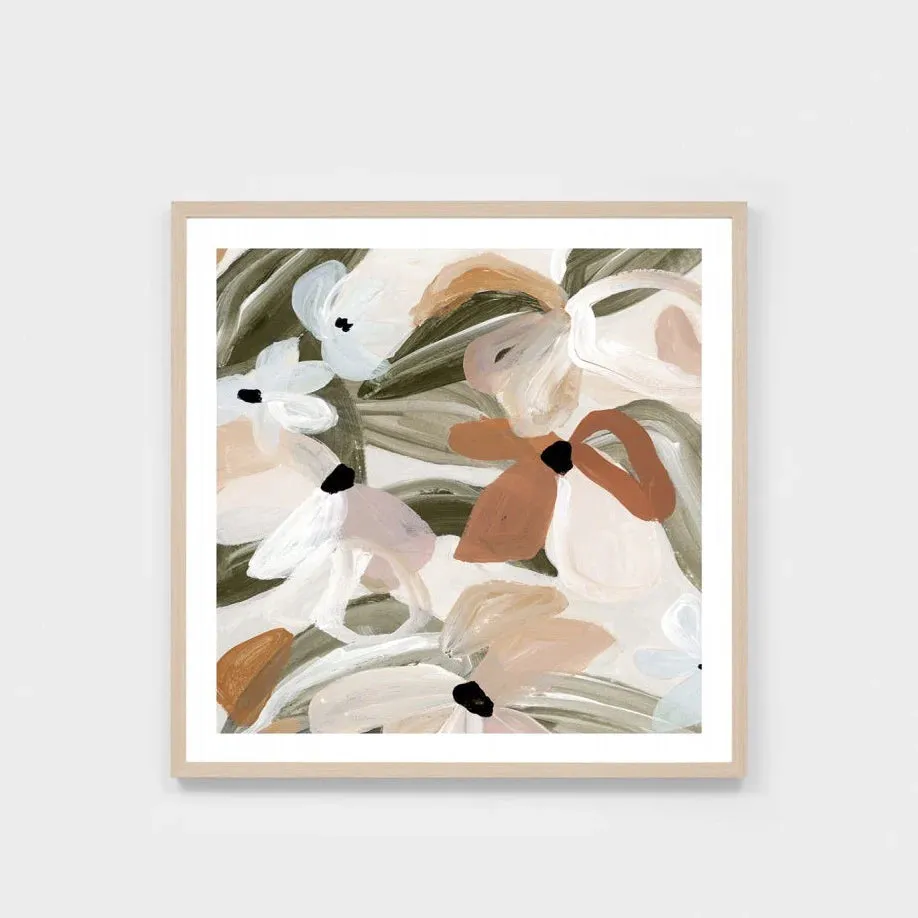 Abstract Daisies Khaki Canvas