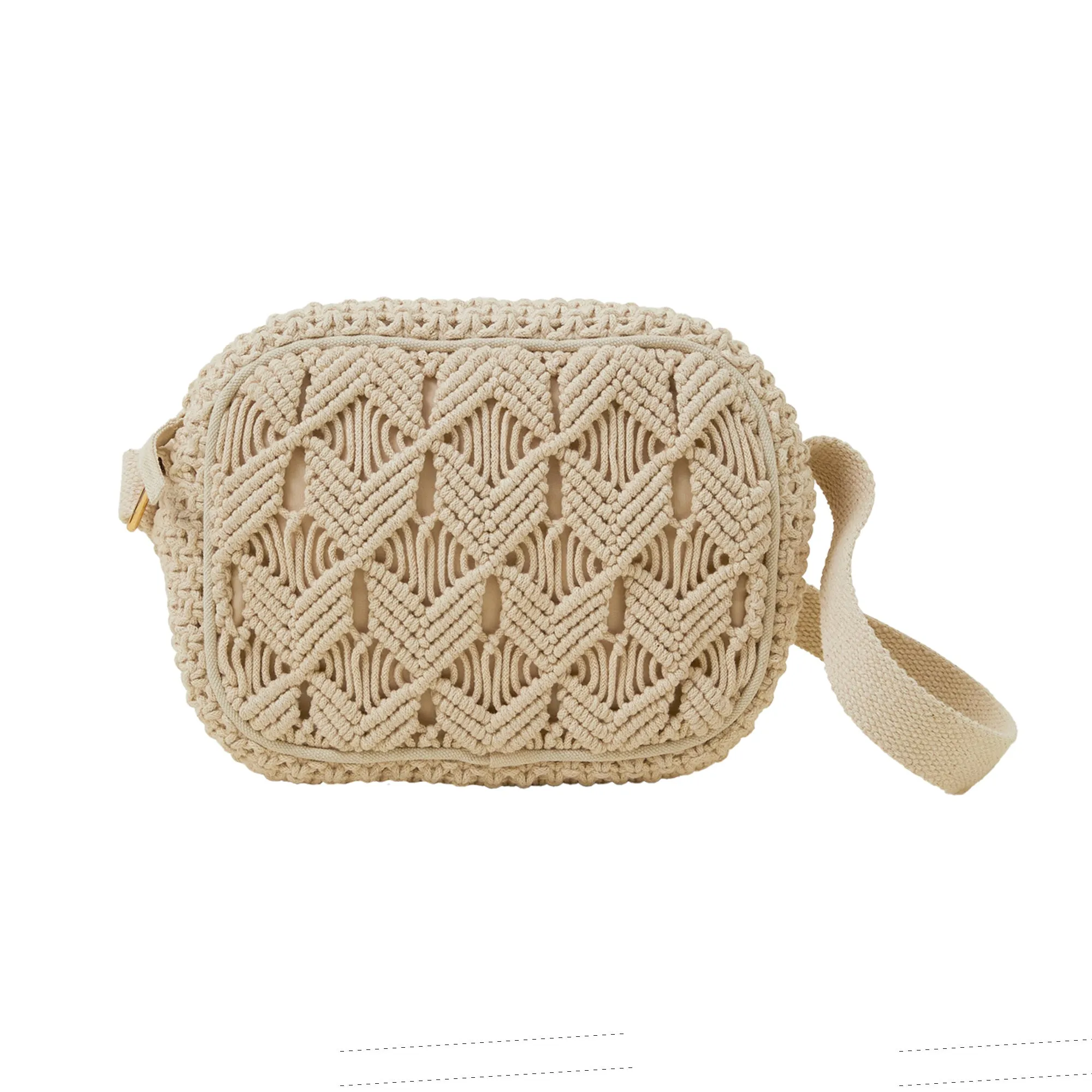 Accessorize London Women's Cream Macrame Camera Bag