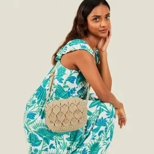 Accessorize London Women's Cream Macrame Camera Bag