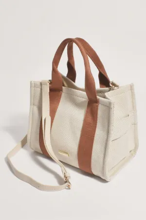 Adorne | Erin Canvas Mini Tote Bag (Tan/Natural)