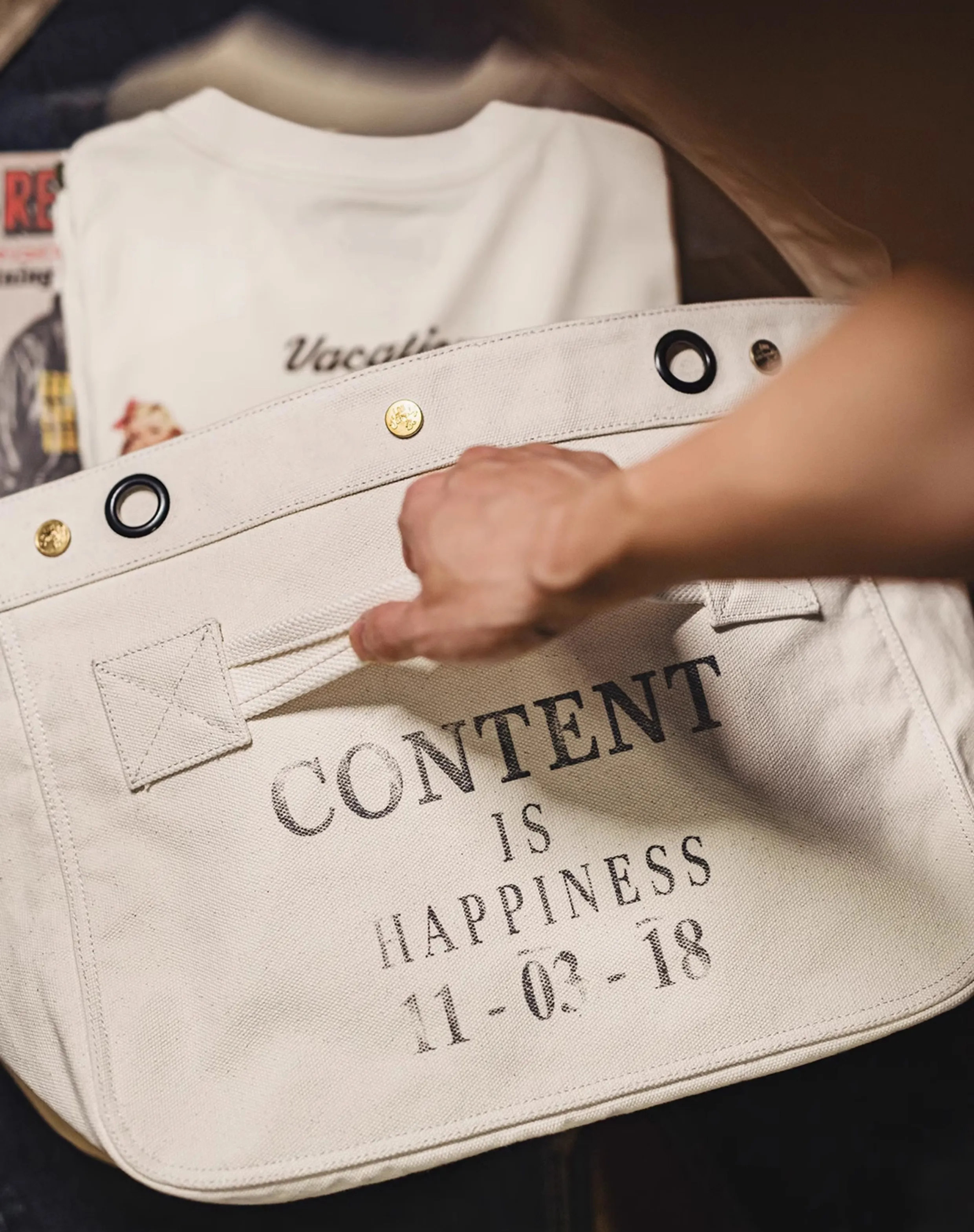 American Retro Motorcycle Large Capacity Canvas Messenger Printed Letter Men's Bag
