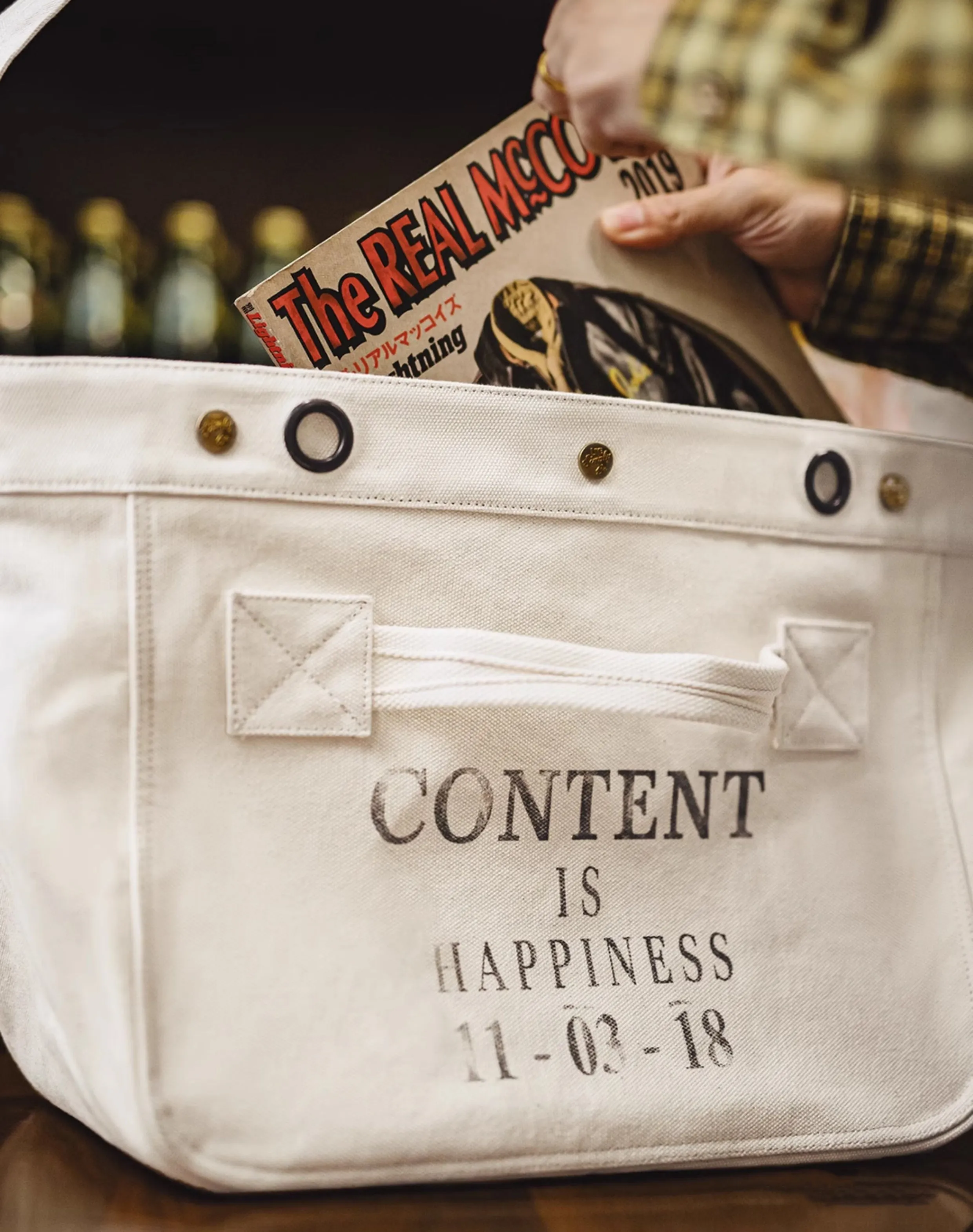 American Retro Motorcycle Large Capacity Canvas Messenger Printed Letter Men's Bag