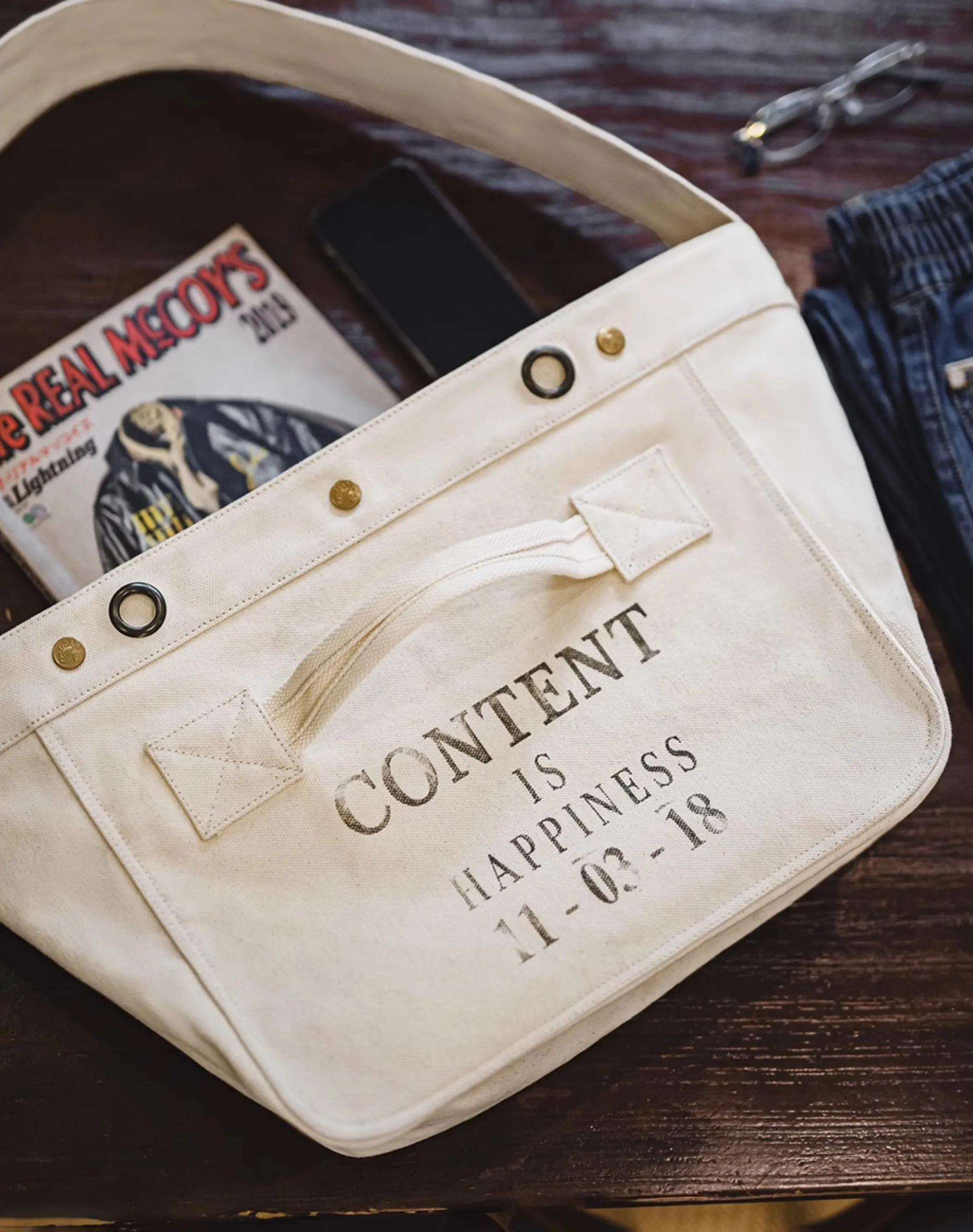 American Retro Motorcycle Large Capacity Canvas Messenger Printed Letter Men's Bag