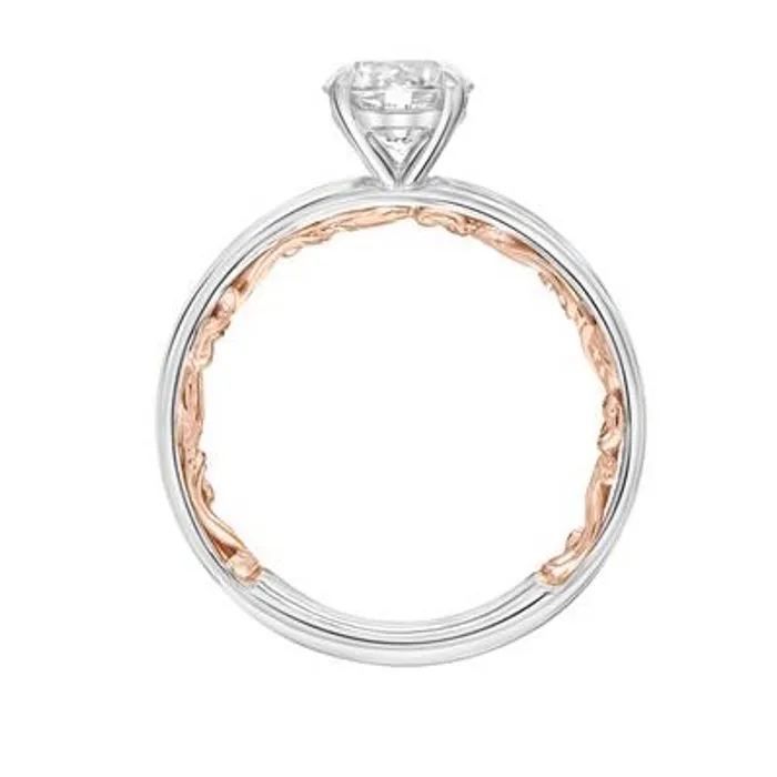 ArtCarved "Beryl" Solitaire Engagement Ring Semi-Mounting in 14K White and Rose Gold