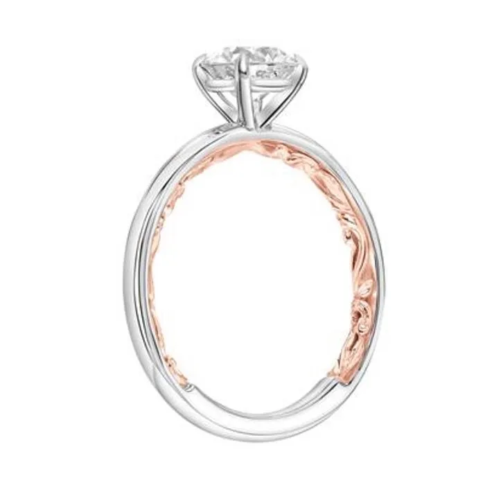 ArtCarved "Beryl" Solitaire Engagement Ring Semi-Mounting in 14K White and Rose Gold