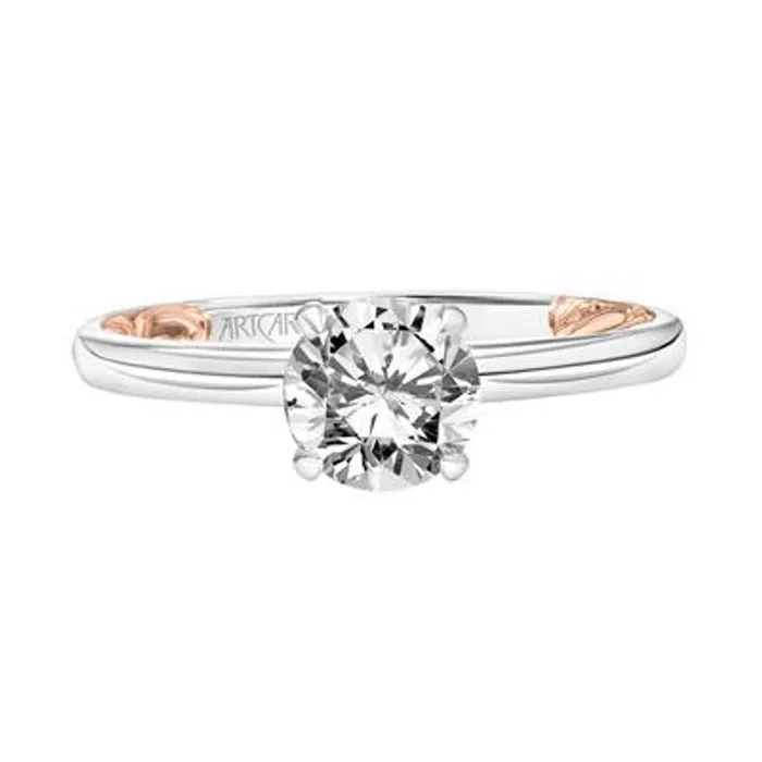 ArtCarved "Beryl" Solitaire Engagement Ring Semi-Mounting in 14K White and Rose Gold