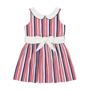 Ava Party Dress Red White Navy Stripe