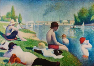 Bathers at Asnieres - Painted by Georges Seurat - Circa. 1884. High Quality Polyester Cotton Canvas Print. Rolled Canvas Available in 3 Sizes - Small, Medium, or Large. Stretched Canvas Option Available in One (1) Large Size - 70cm x 100cm.
