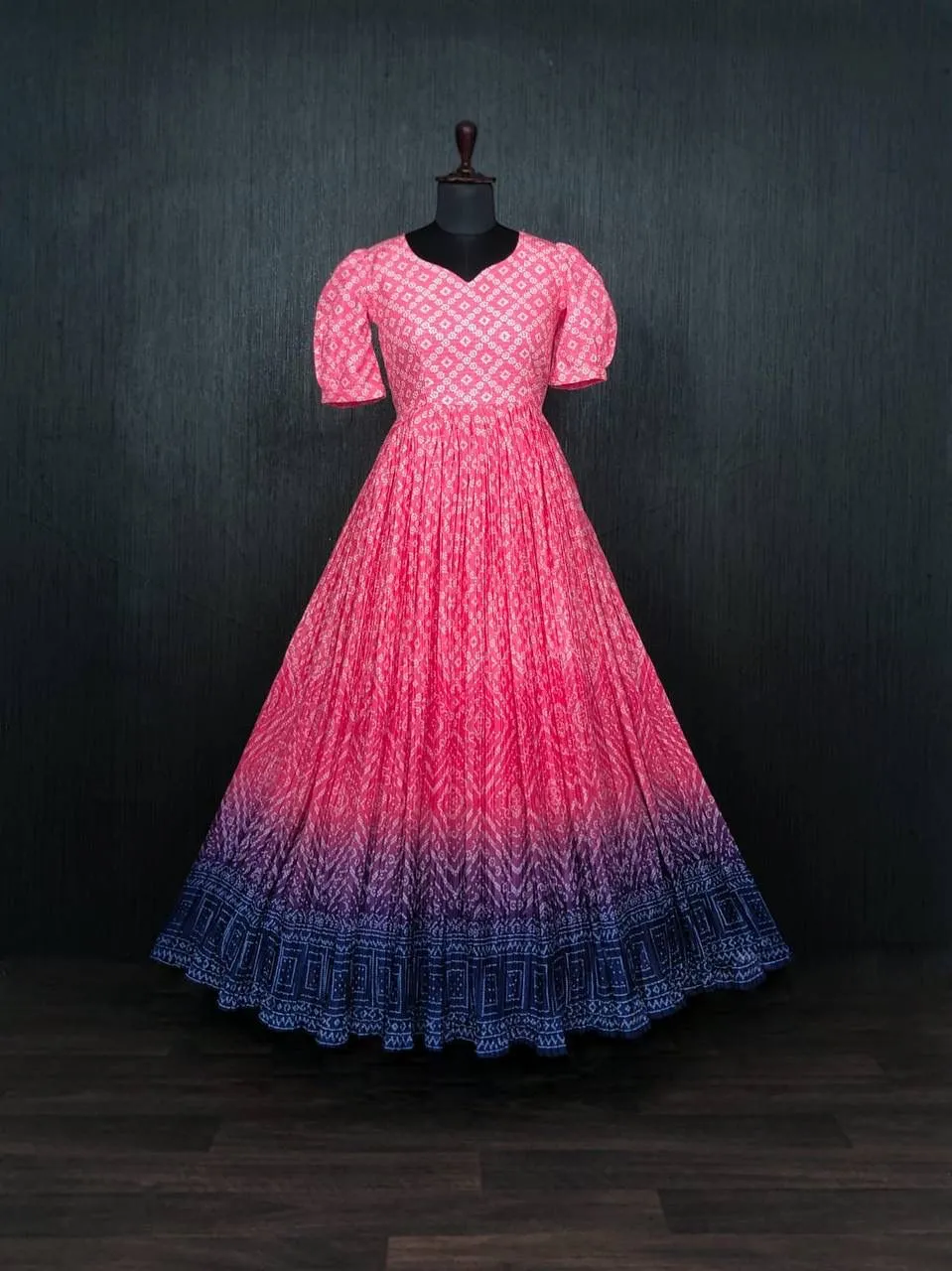 Beautiful Crush Pleating Pink Designer Gown
