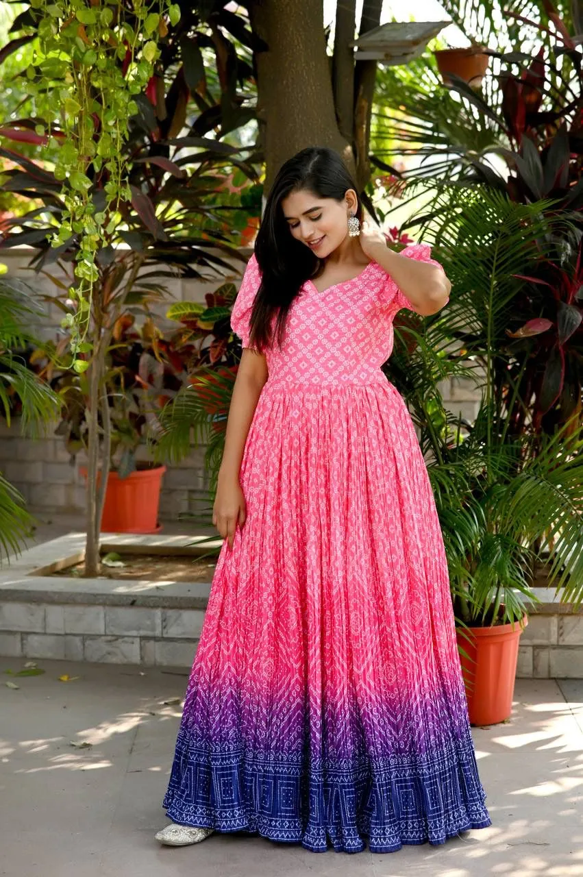 Beautiful Crush Pleating Pink Designer Gown