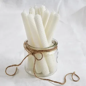 Beeswax Candles, White, 4 pcs