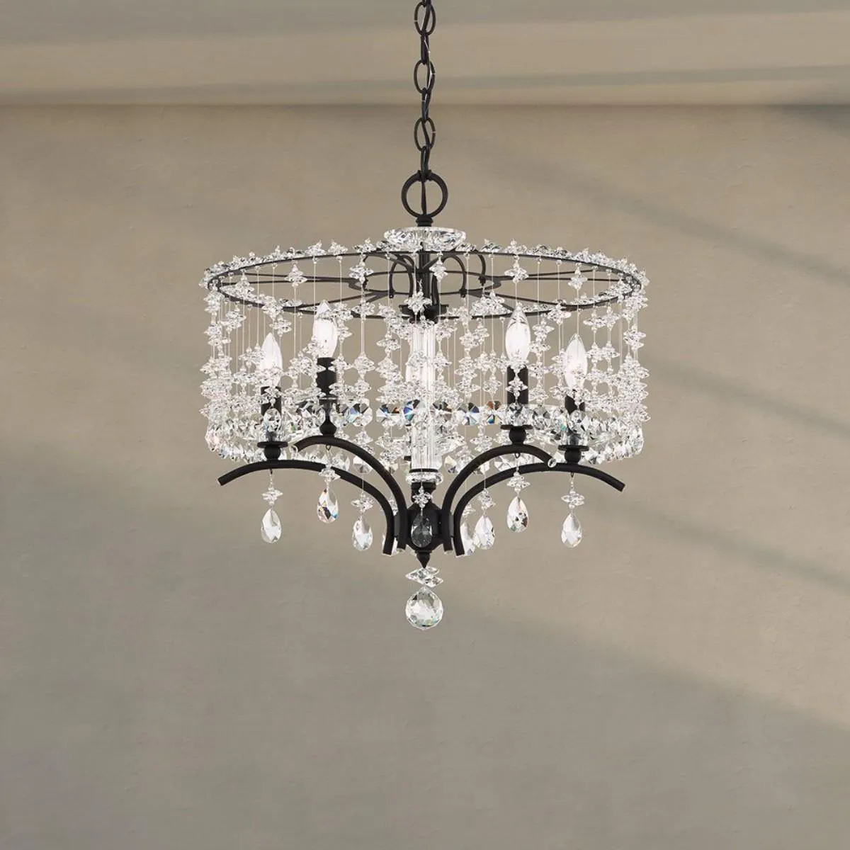 Bella Rose 5 Lights White Chandelier with Clear Heritage Crystals