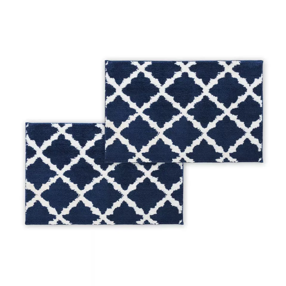 Bibb Home 1-2 Pack Trellis Micro Shag Bath Rugs 17" X 24"