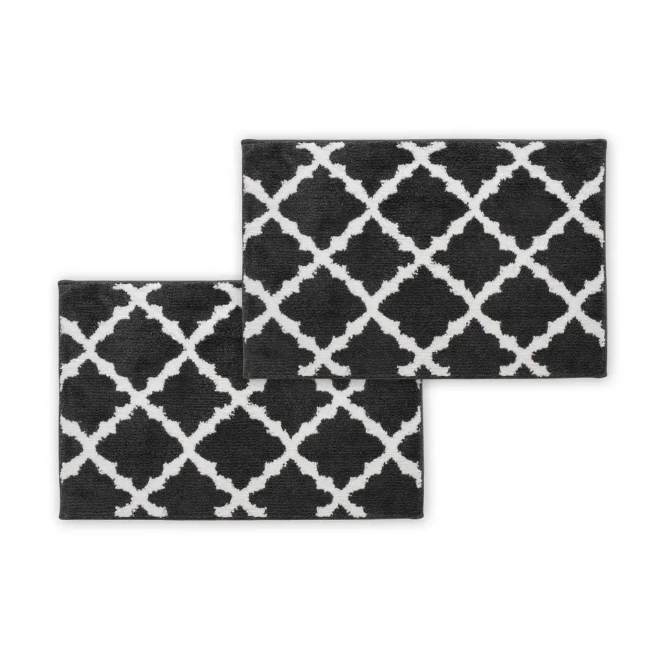 Bibb Home 1-2 Pack Trellis Micro Shag Bath Rugs 17" X 24"