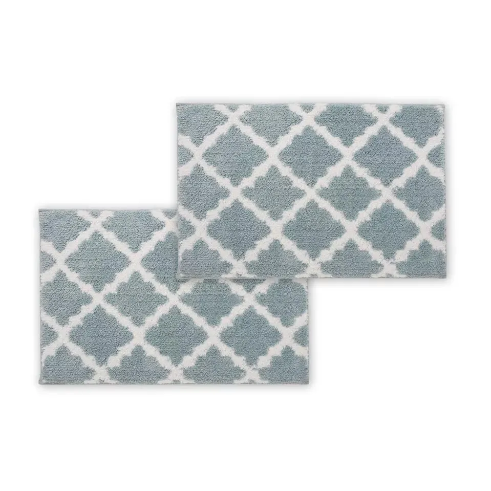 Bibb Home 1-2 Pack Trellis Micro Shag Bath Rugs 17" X 24"