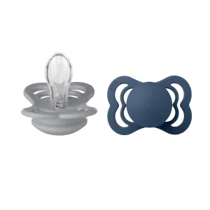 Bibs Pacifier Supreme Silicone Size 2 - Pack of 2 (Cloud/Steel Blue)