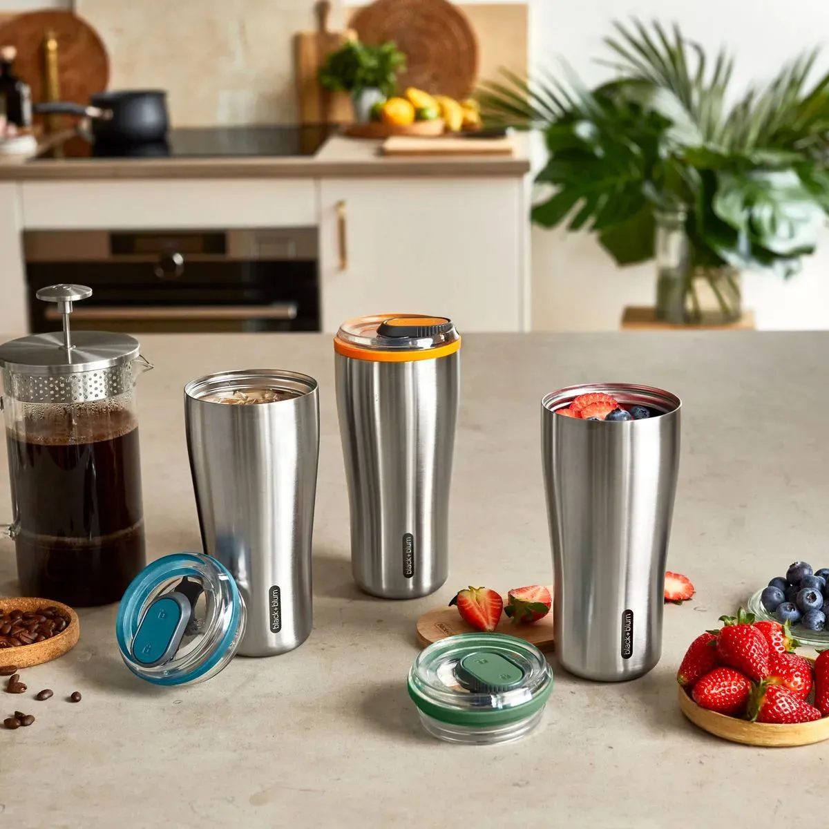 Black Blum Insulated Travel Tumbler - Leak Proof Stainless Steel Tumbler 600ml | Ocean