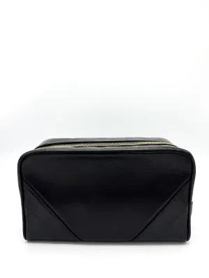 Black Quilted Zip Toiletry Pouch