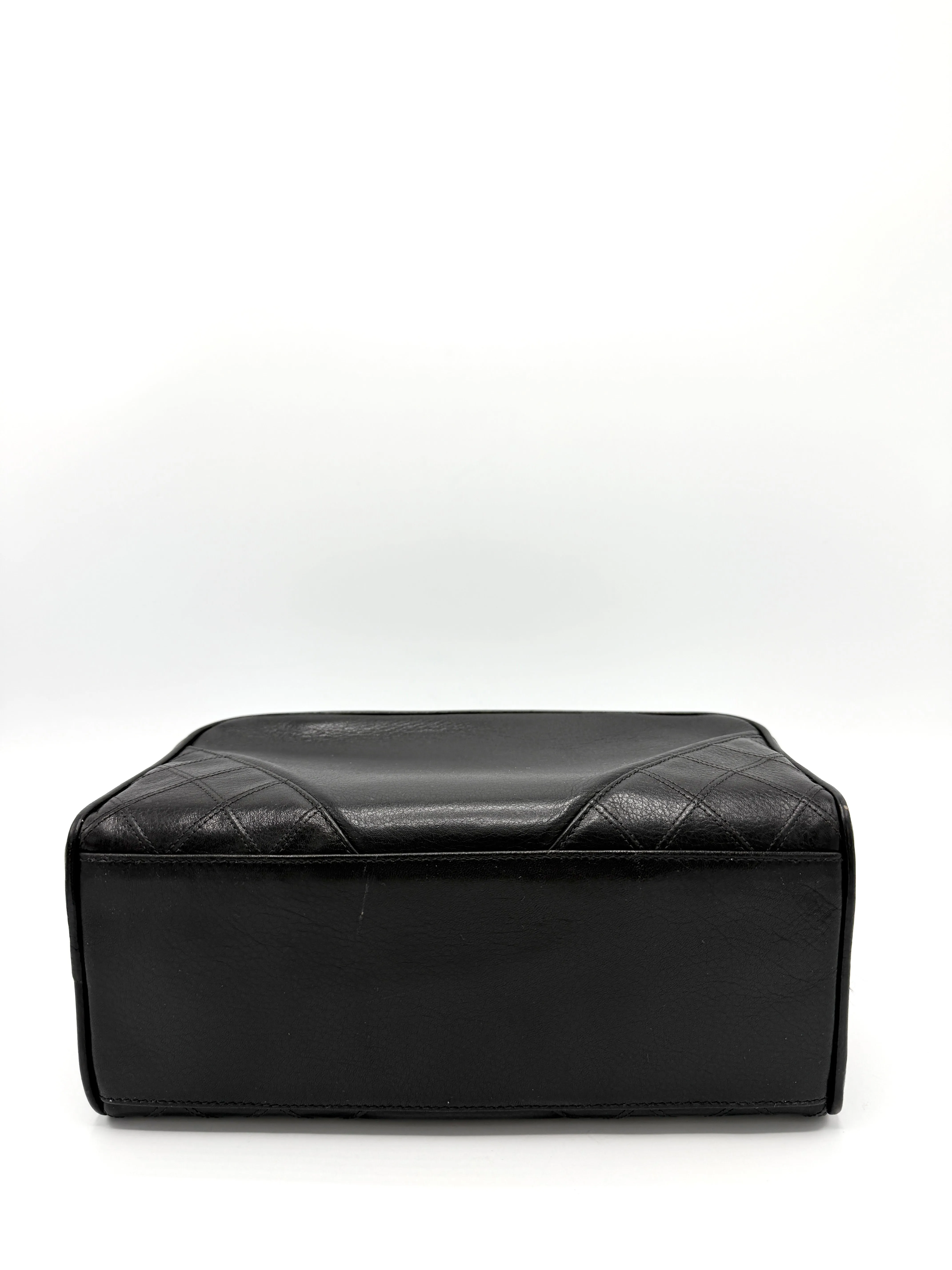 Black Quilted Zip Toiletry Pouch