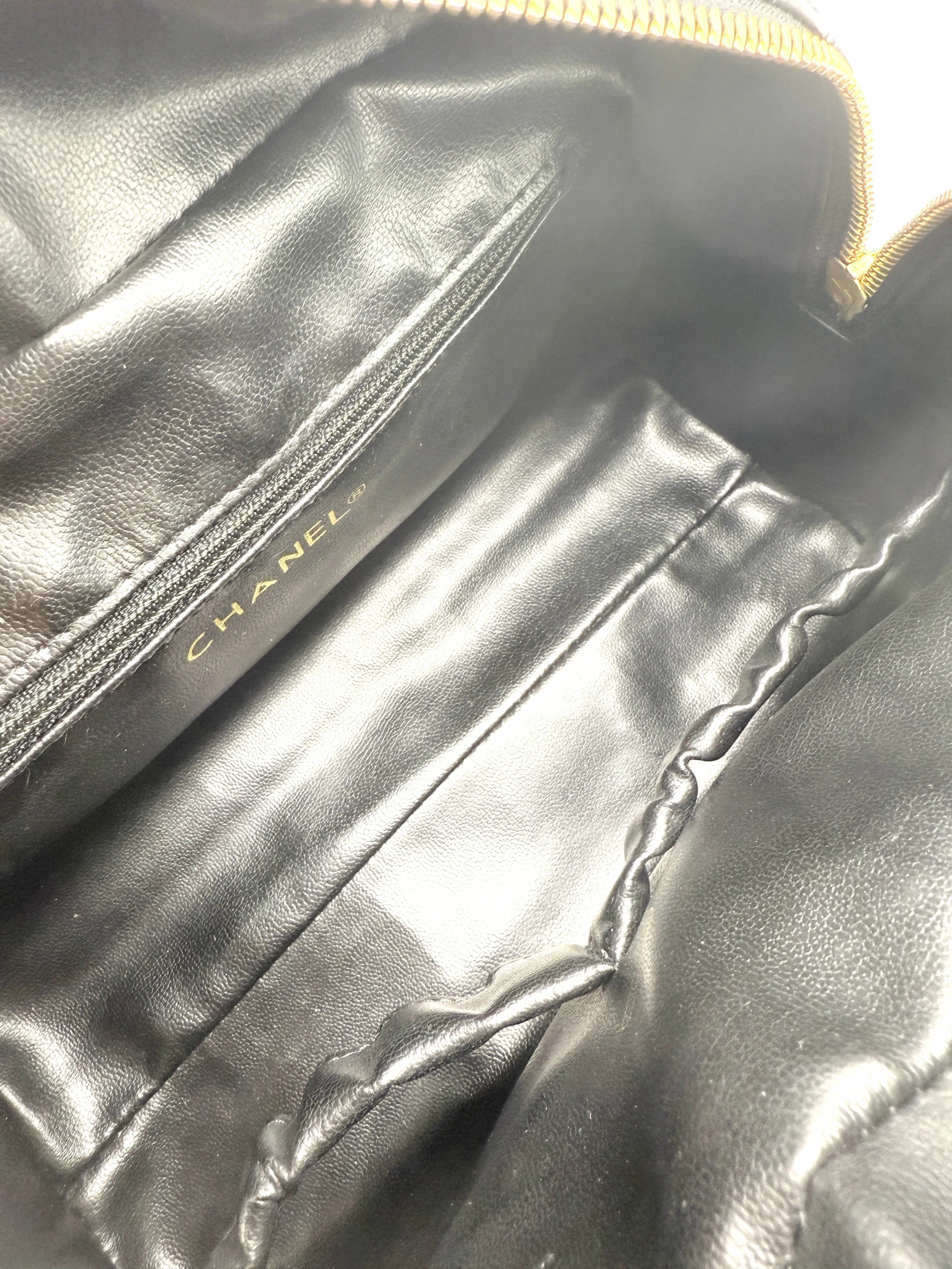 Black Quilted Zip Toiletry Pouch